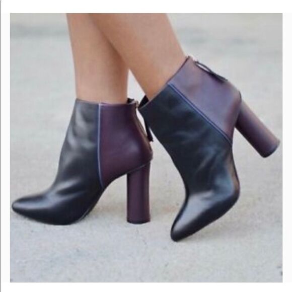 CAbi Bisset ColorBlock Mulberry Leather Ankle Boot - Picture 2 of 7